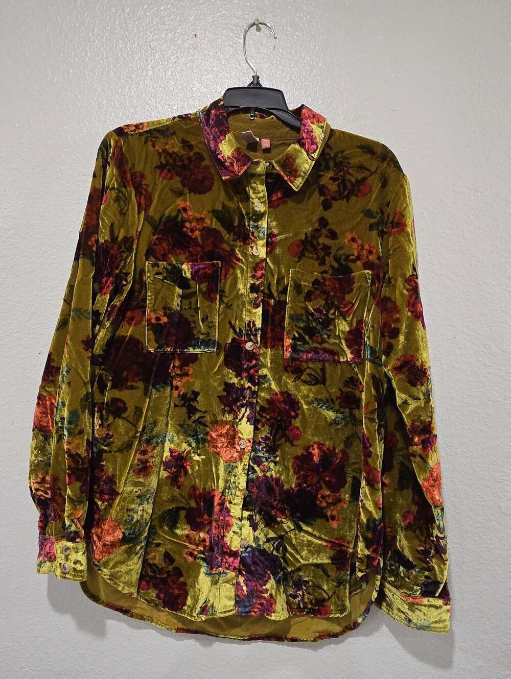 Anthropologie Pilcro Women's Blouse Velvet Top Floral Medium